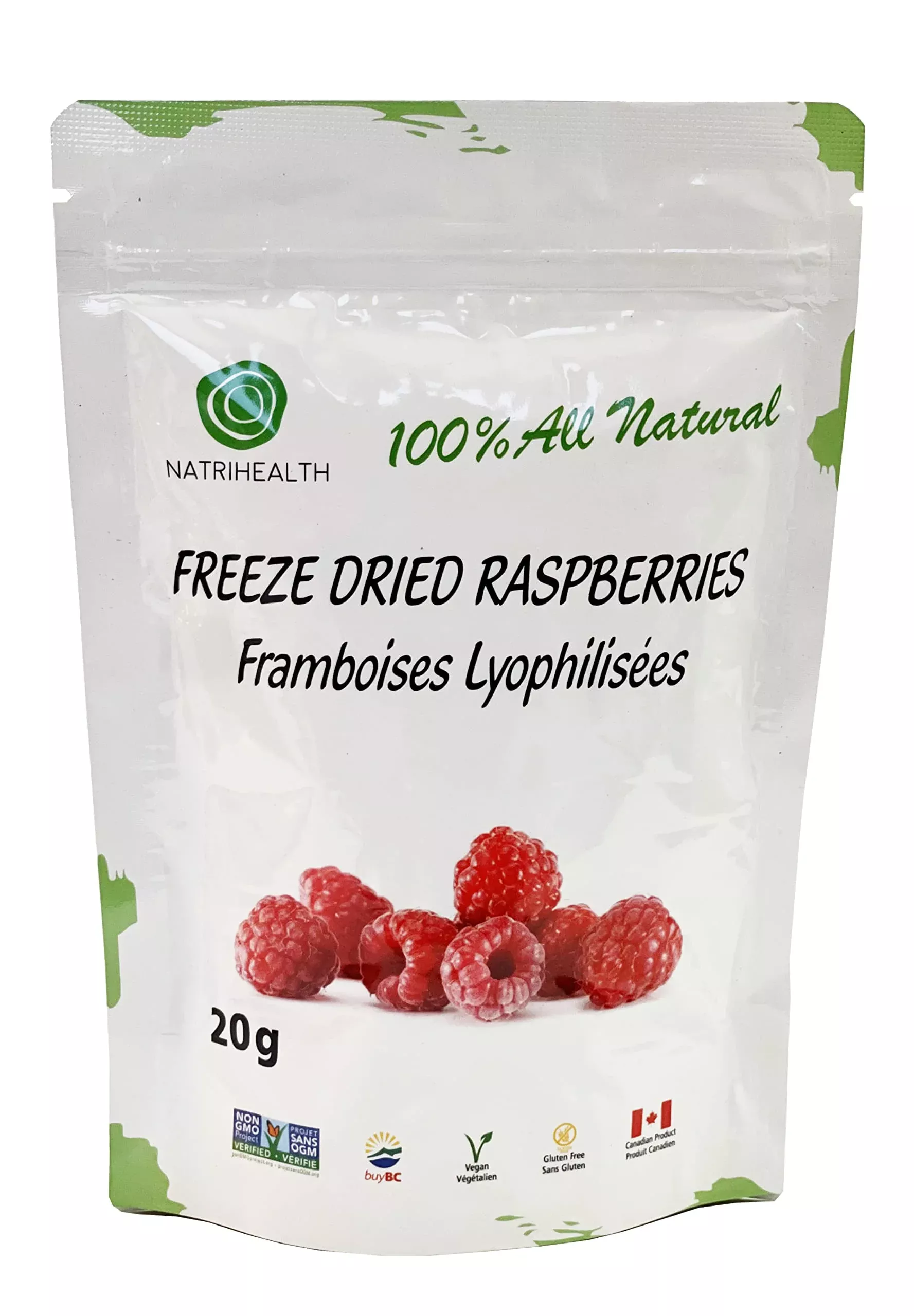100% Canada Raspberries - Natrihealth Freeze Dried Raspberries 20G
