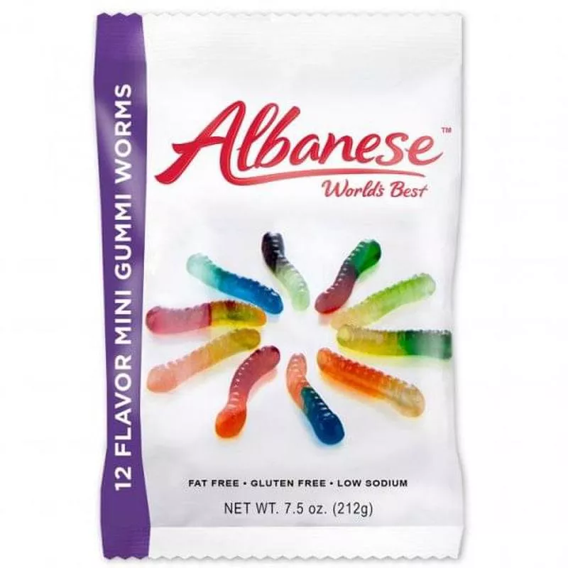 12 Flavor Gummi Mini Worms Peg Bag – 12ct