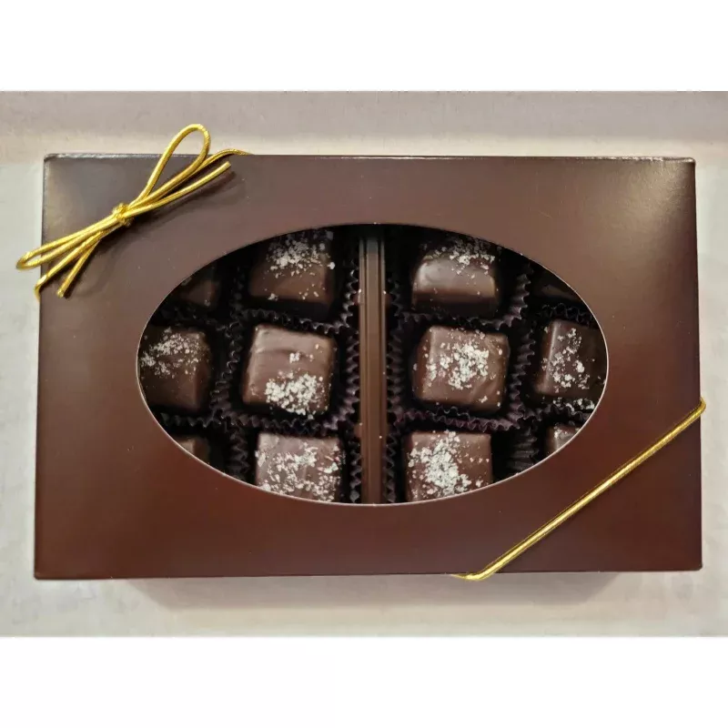 12 piece Caramel Assortment – Milk, Dark or Assorted Milk and Dark Caramels in a Gift Box