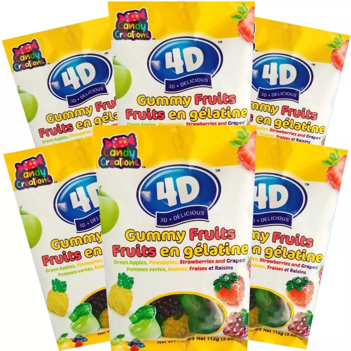 4D Gummy Fruits Peg Bags 112g – 18 Pack