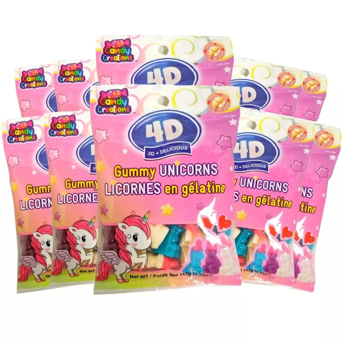 4D Gummy Unicorns Peg Bags 112g – 18 Pack
