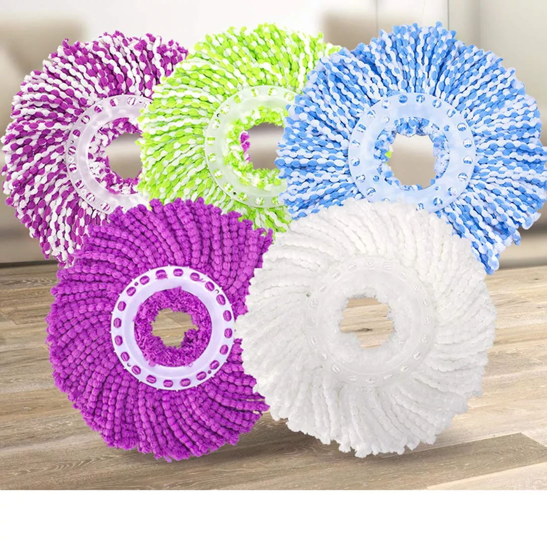 5 Replacement Mop Micro Head Refill For 360 Spin Magic Mop-Microfiber