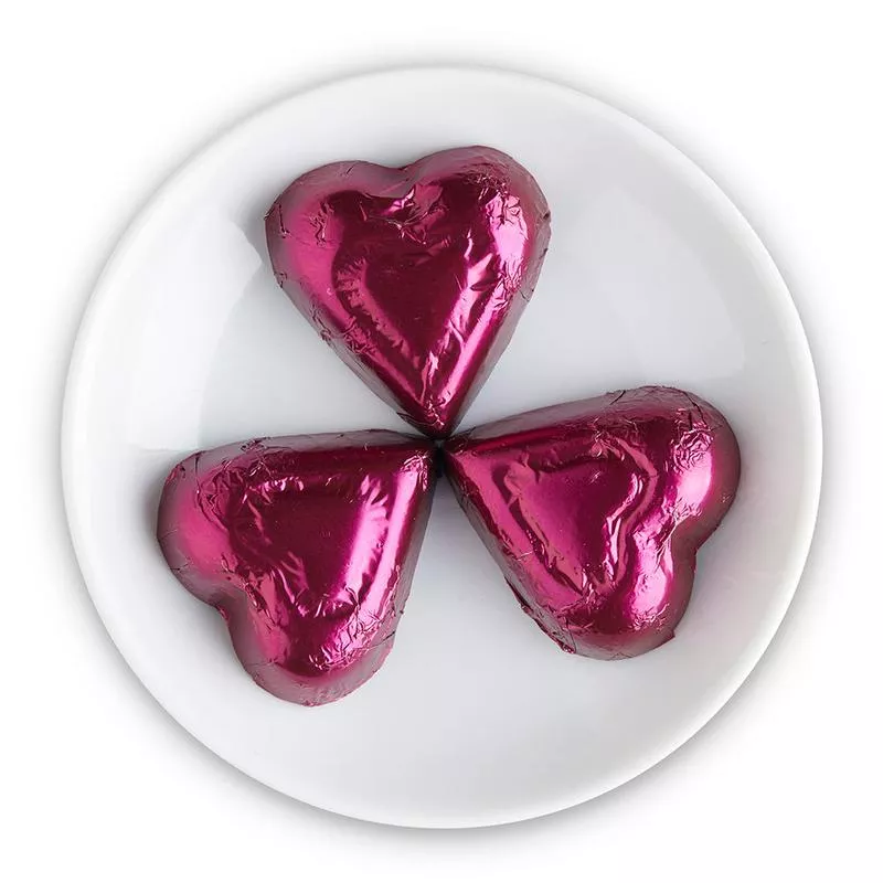72% Extra Dark Chocolate Purple Foiled Hearts
