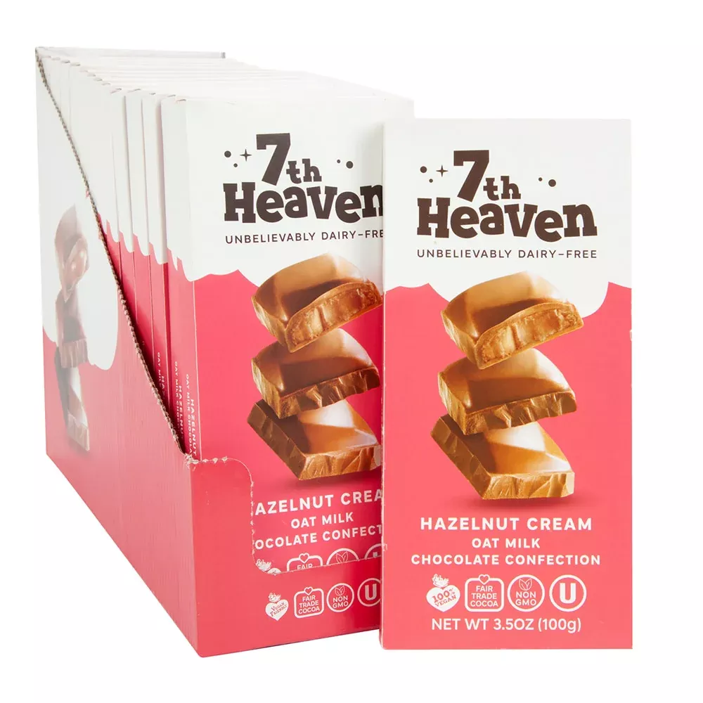7th Heaven Hazelnut Cream Oat Milk Chocolate Bar - 14 Count