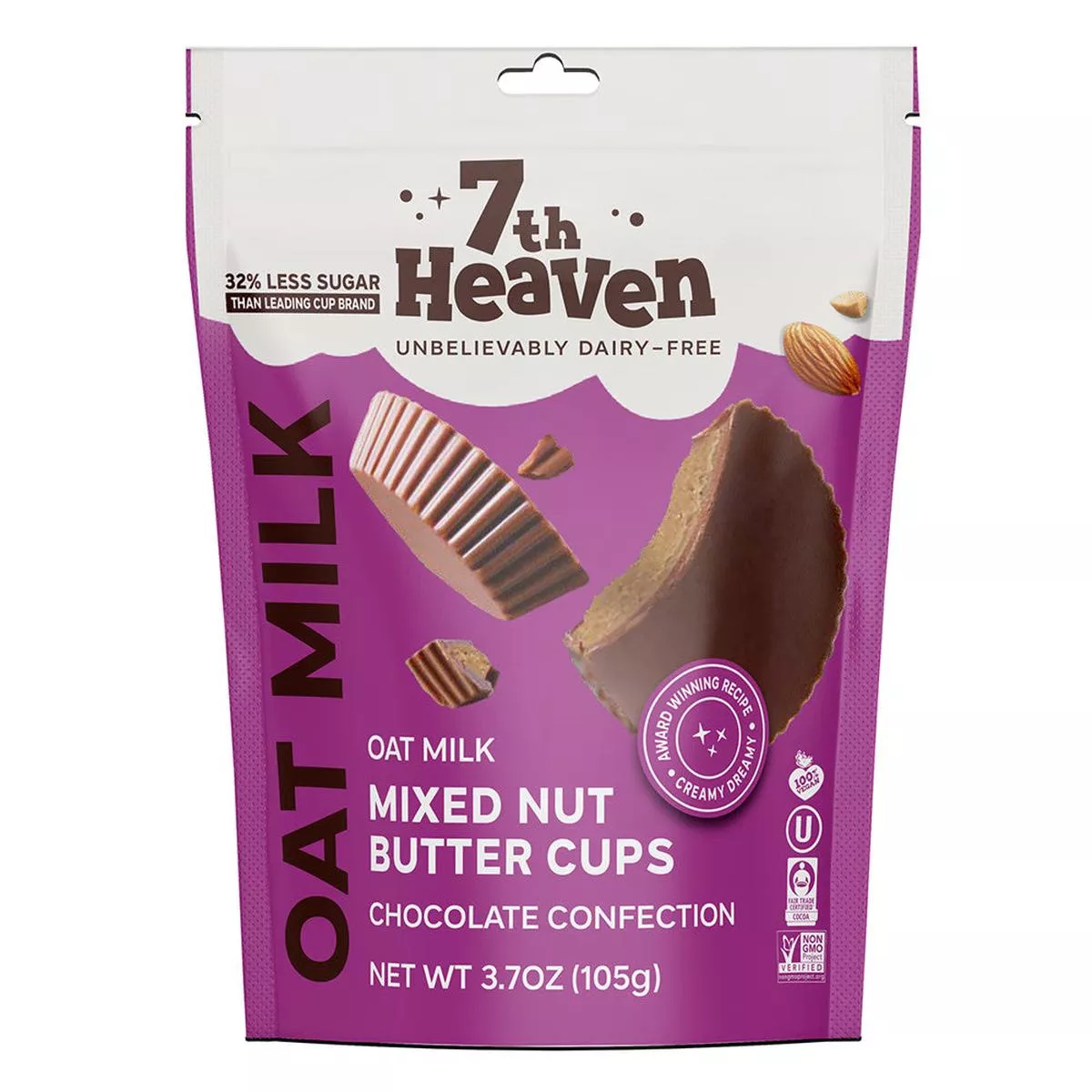 7th Heaven Oat Milk Mixed Nut Butter Cups Pouches - 6ct