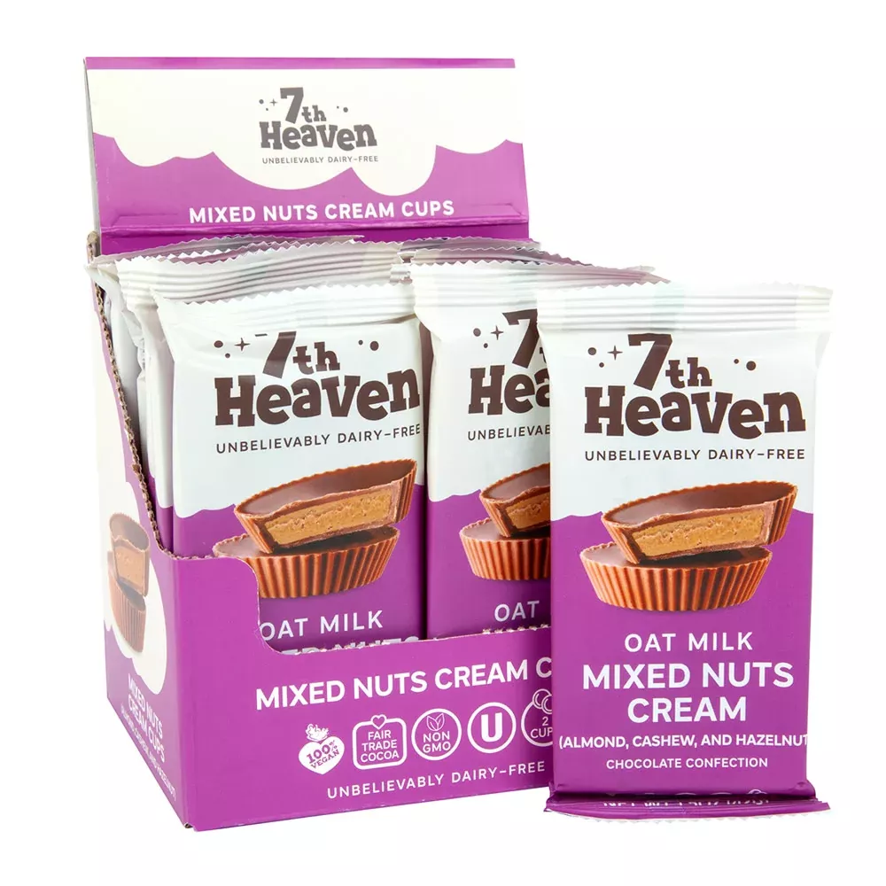 7th Heaven Oat Milk Mixed Nuts Cream Cup Candy - 12 Count