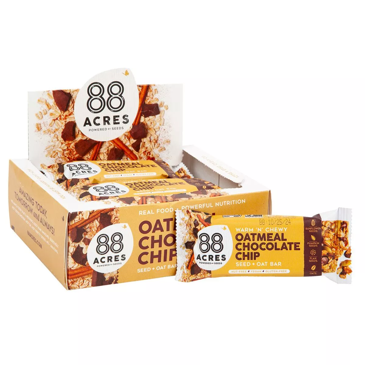 88 Acres Oatmeal Chocolate Chip Seed and Oat Bars - 9ct