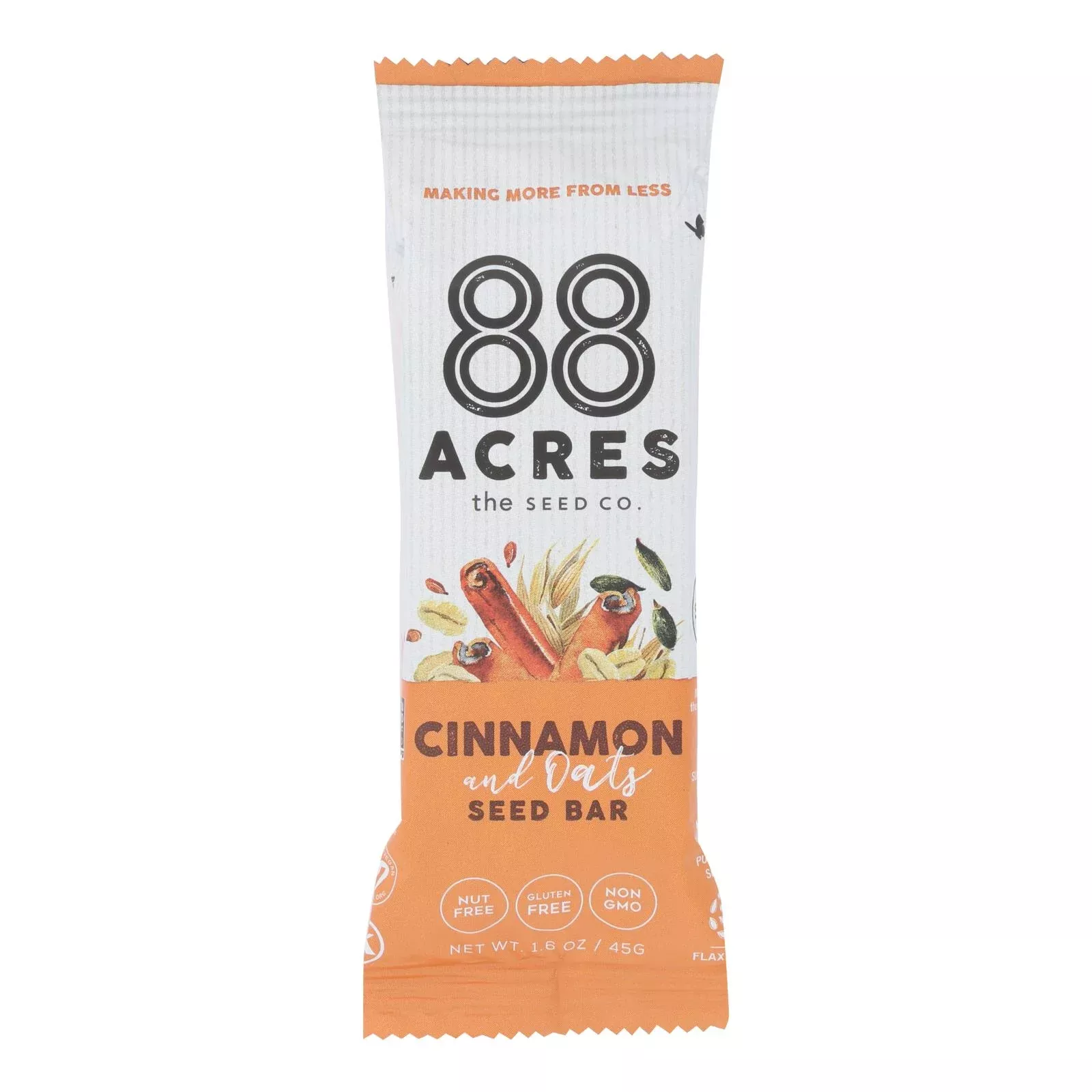 88 Acres - Seed Bars - Oats And Cinnamon - Case of 9 - 1.6 Ounce.