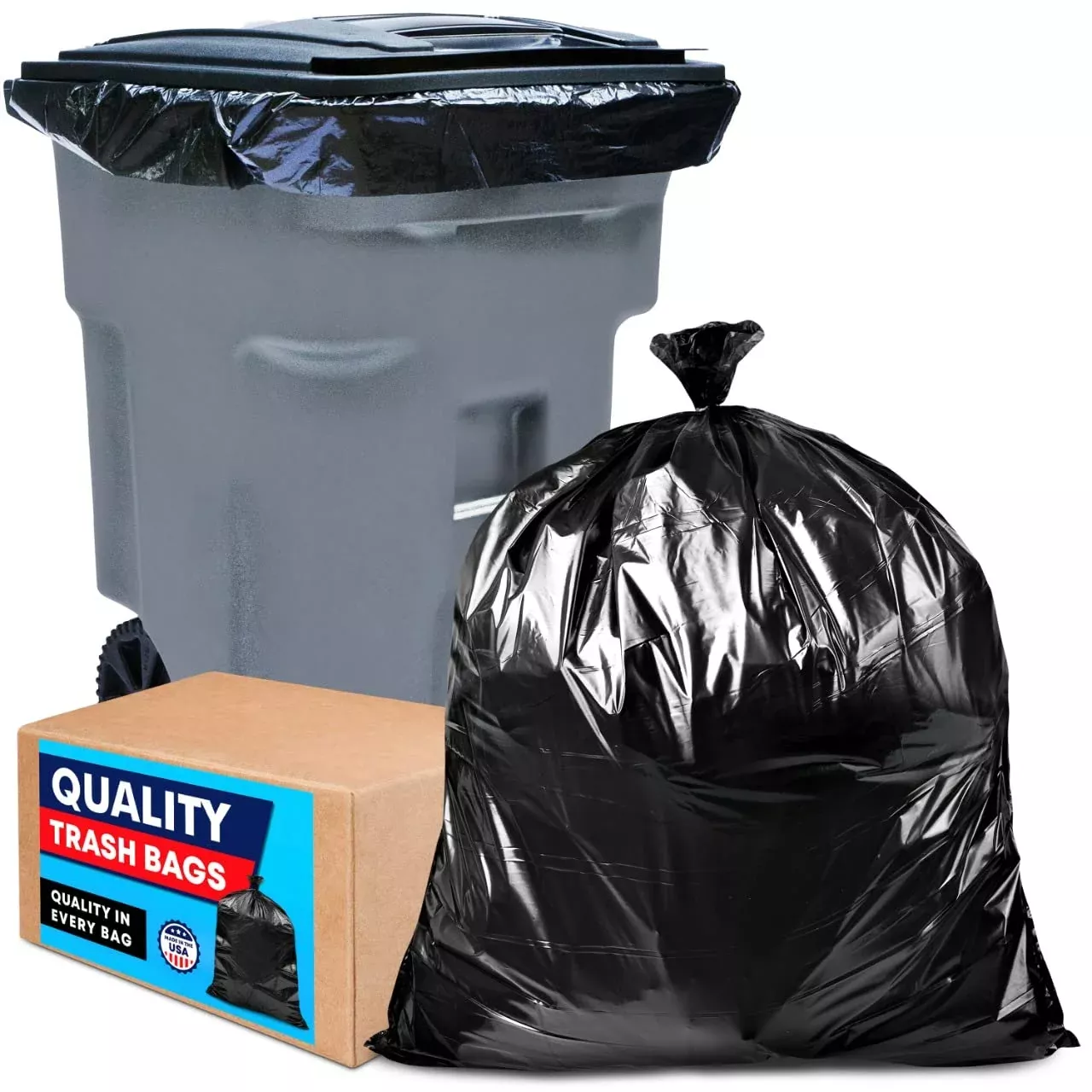 95-96 Gallon Trash Bags 2 Mil (Value-Pack 25 Bags W/Ties) Extra Large