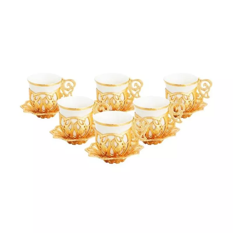 Acar | Turkish Coffee Set of Six - Sultan - Simple - Gold