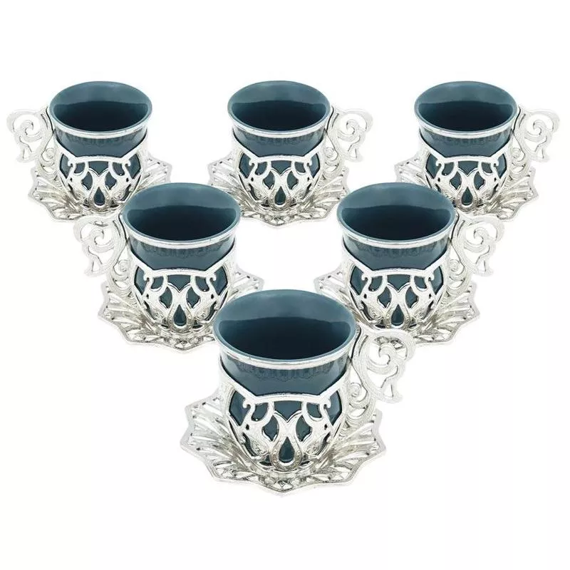 Acar | Turkish Coffee Set of Six - Sultan - Simple - White