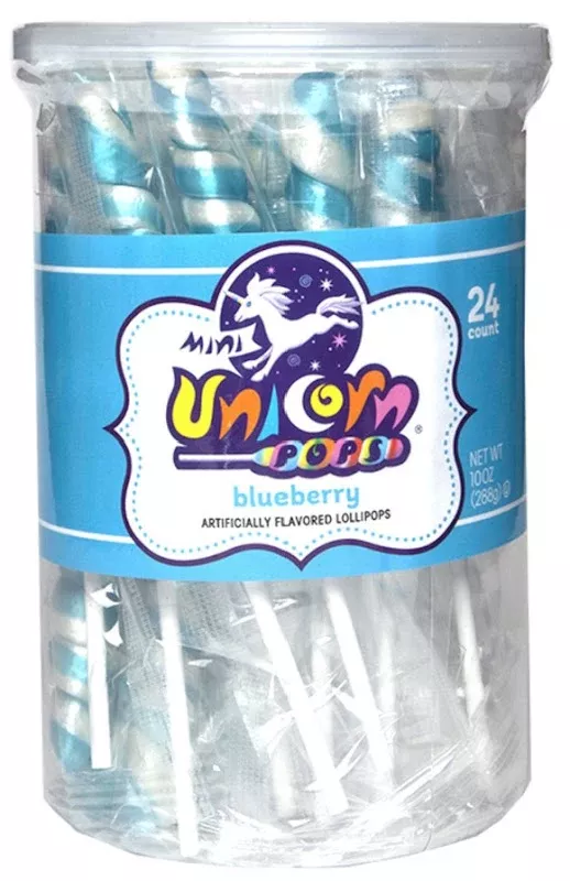 Adams & Brooks Mini Unicorn Pops Light Blue Blueberry - 24ct
