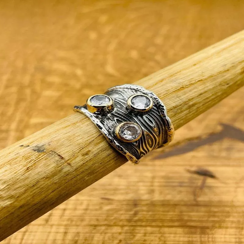 Adjustable Women 's White Zircon Three Stone Ring