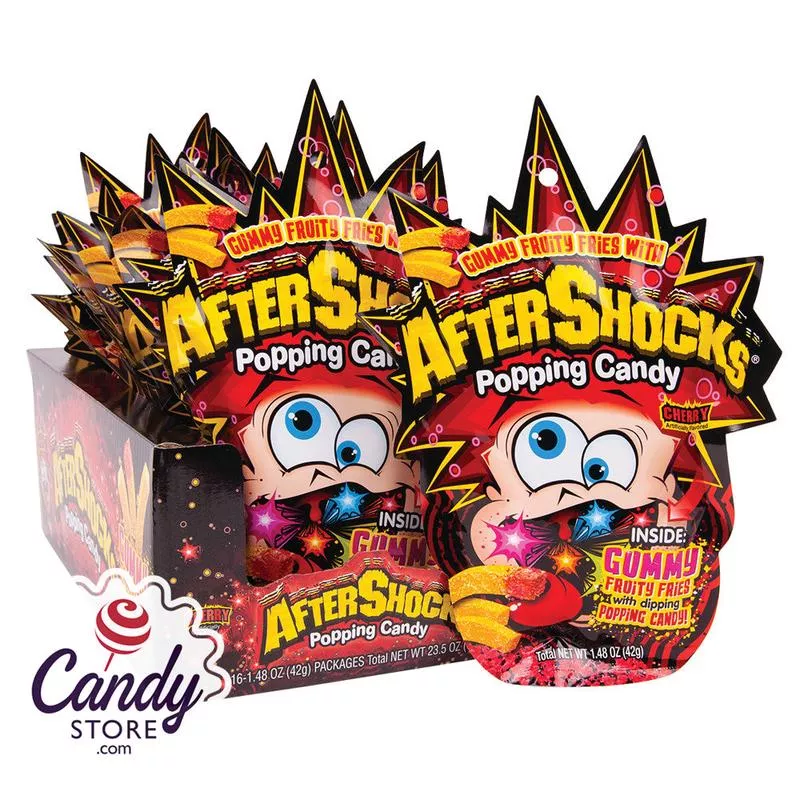 Aftershocks Popping Cherry Gummy Fries Candy – 16ct