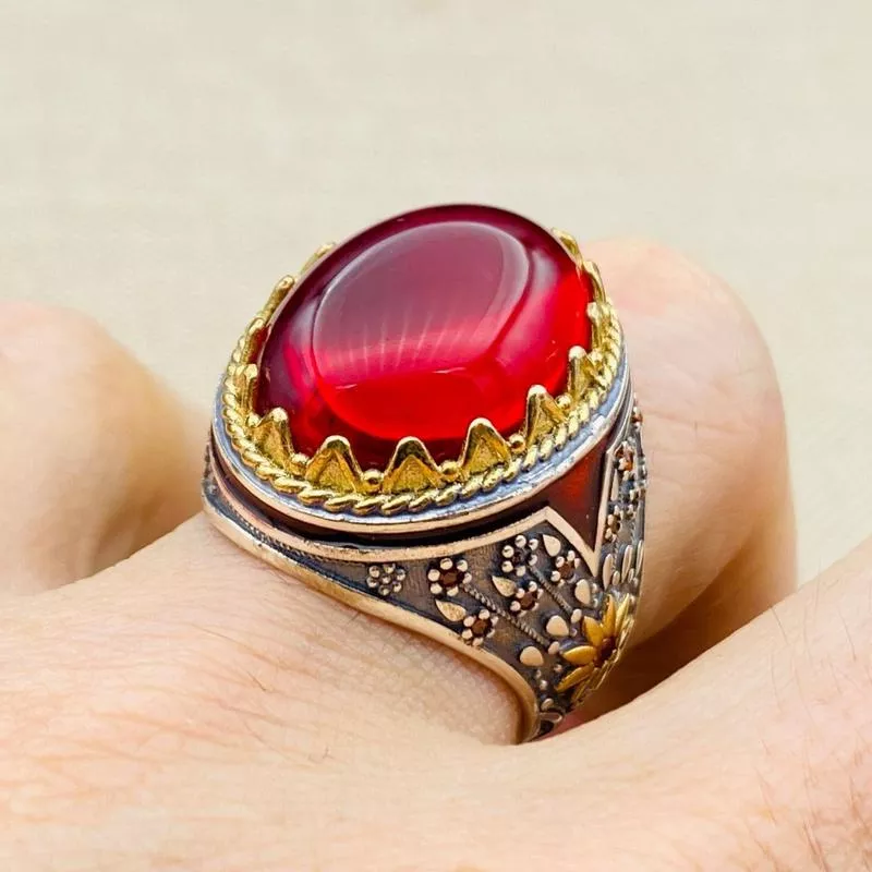 Agate Stone Men 's Ring