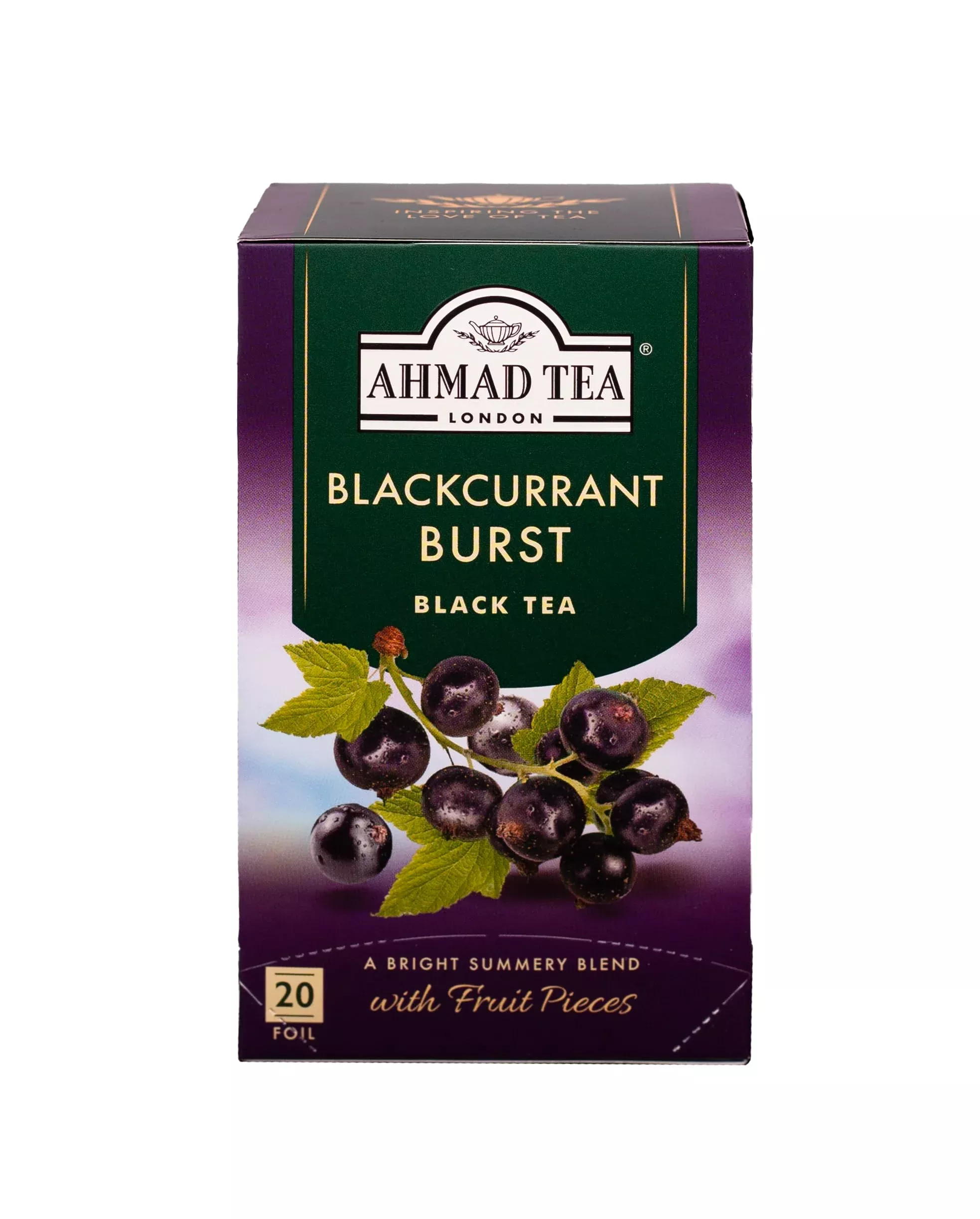 Ahmad Tea Black Tea, Blackcurrant Burst Teabags, 20 Ct (Pack Of 6) - Caffeinated & Sugar-Free