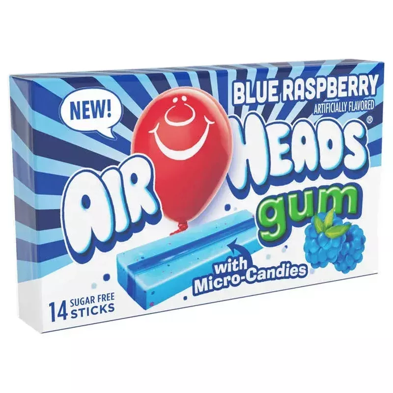 airheads blue raspberry gum sticks: 12-piece box