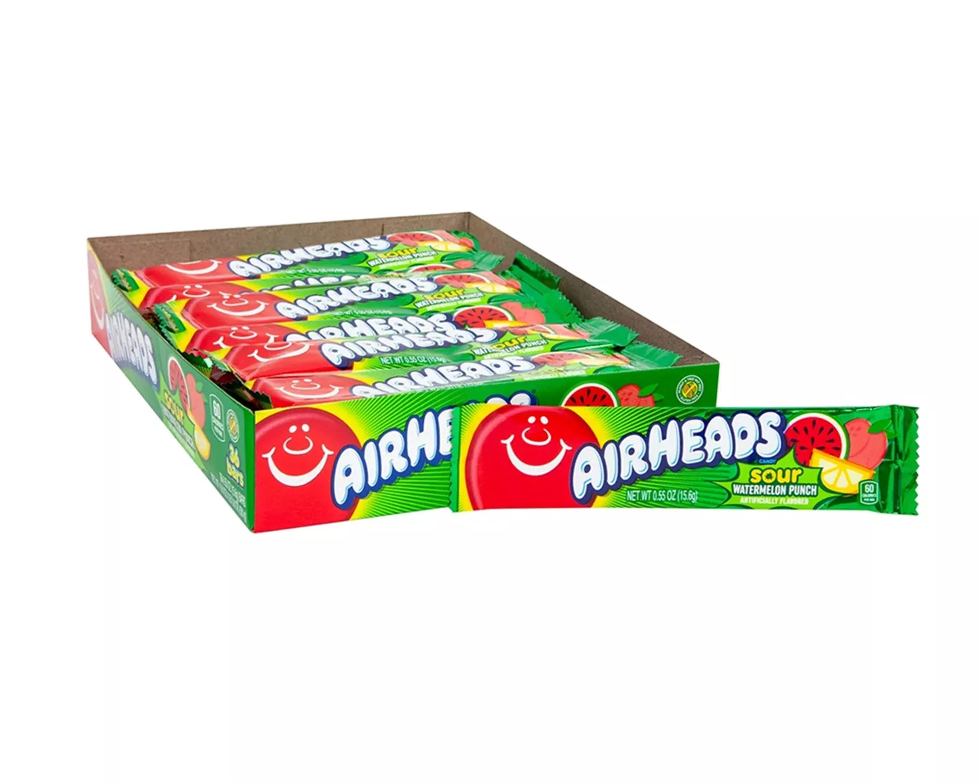 Airheads Sour Watermelon Punch .55 oz. Taffy - 36 / Box