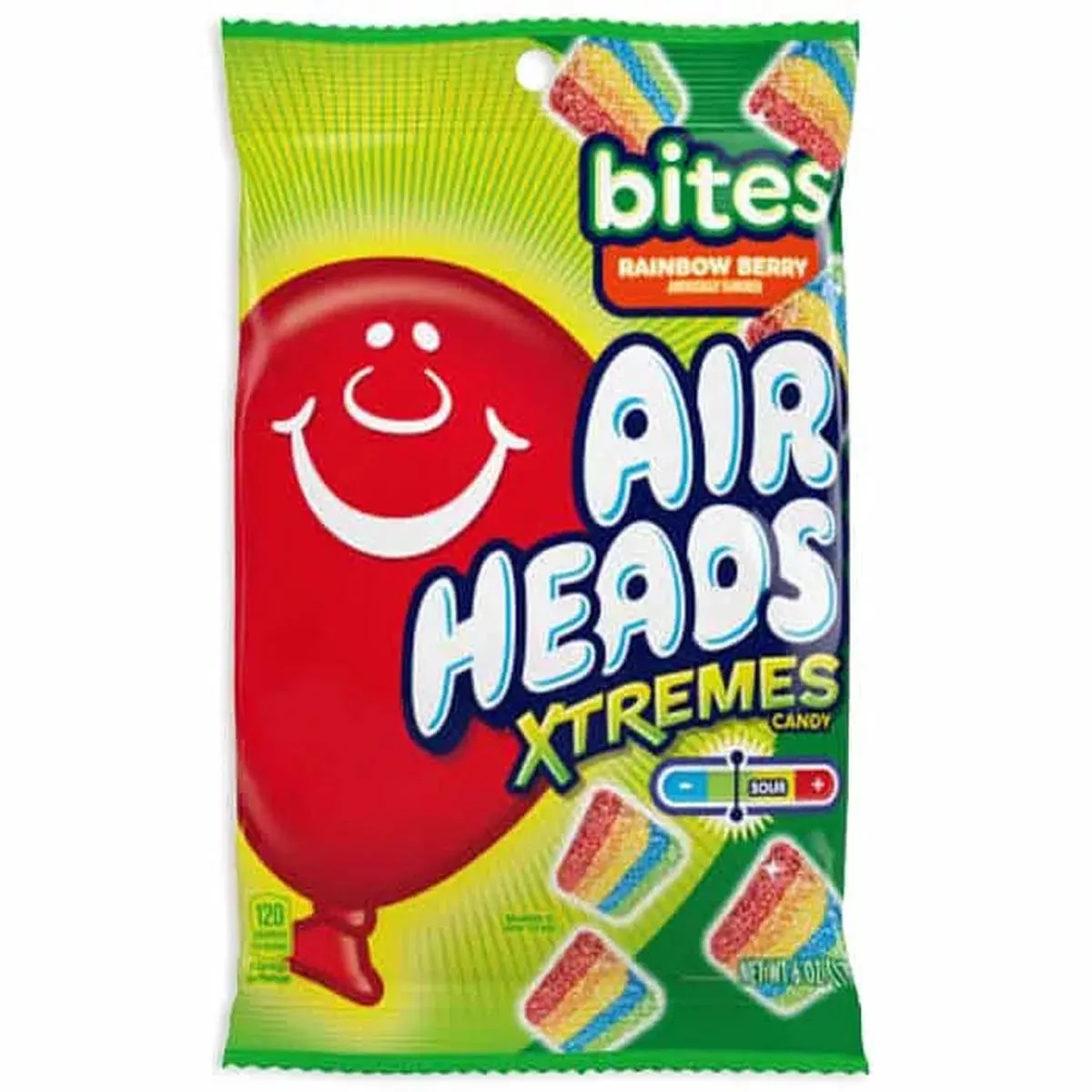 AirHeads Xtremes Bites Mini Sour Candy Belts – Rainbow Berry: 9-Ounce Bag