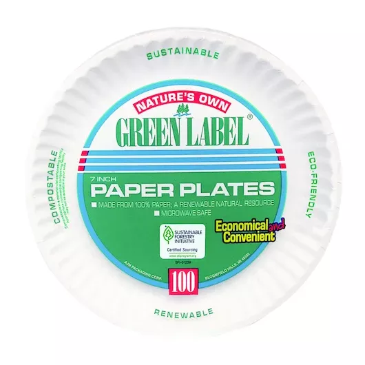 Ajm Packaging Ajm Green Label 7 Inch Paper Plate, 100 Count, 10 Per Case