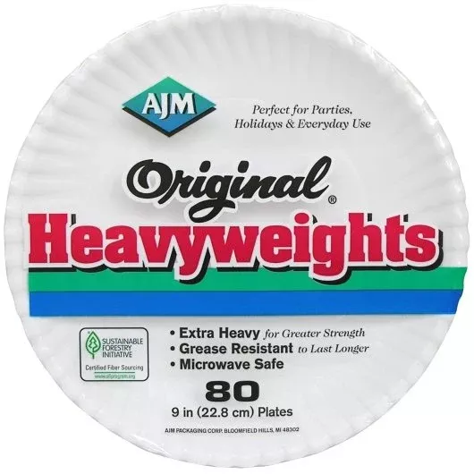 Ajm Packaging Ajm Original Heavyweight Paper Plate, 12 Count, 12 Per Case