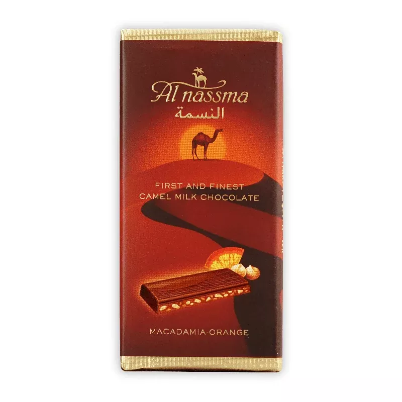 al nassma camel milk chocolate w/ macadamia orange