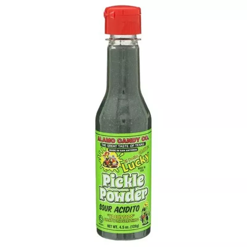 alamo candy sour pickle powder bottle 4. 5oz