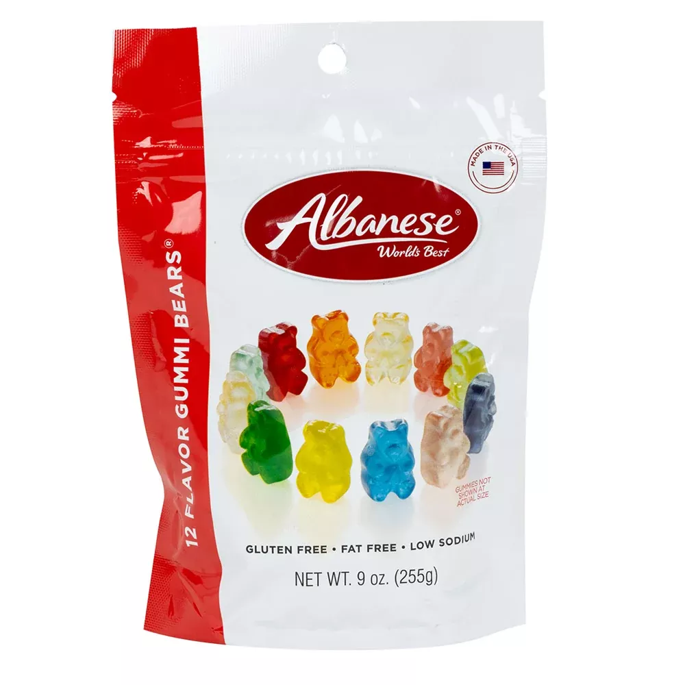 Albanese 12 Flavor Gummy Bears Candy Pouches - 6 Count