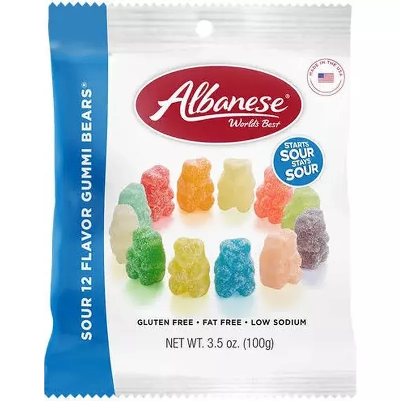 albanese 12 flavor sour gummy bears (3. 5oz)