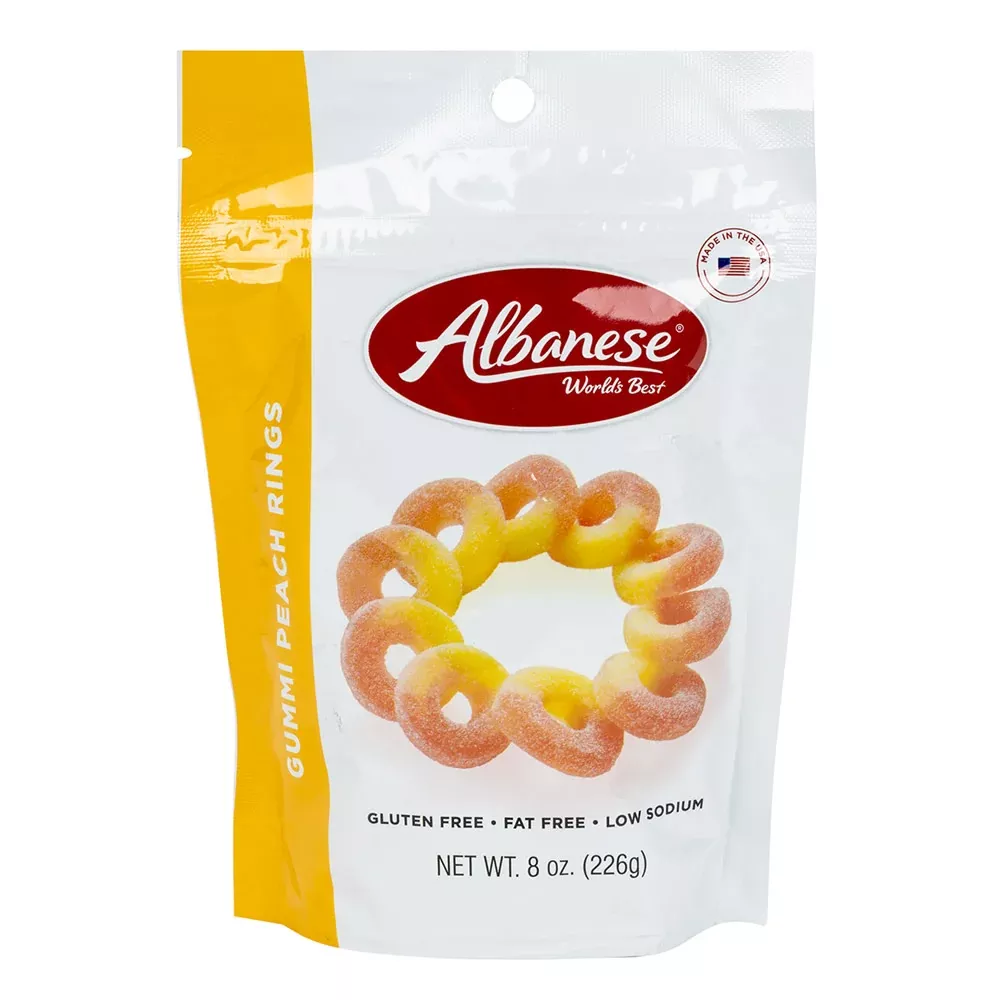 Albanese Gummy Peach Ring Candy Pouches - 6 Count