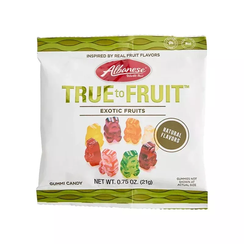 albanese true to fruit exotic fruits gummi bears: 200-piece case