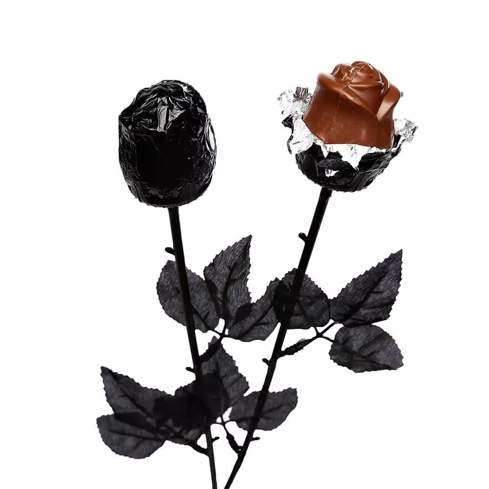 Albert's Halloween Gothic Black Chocolate Roses: 18-Piece Box