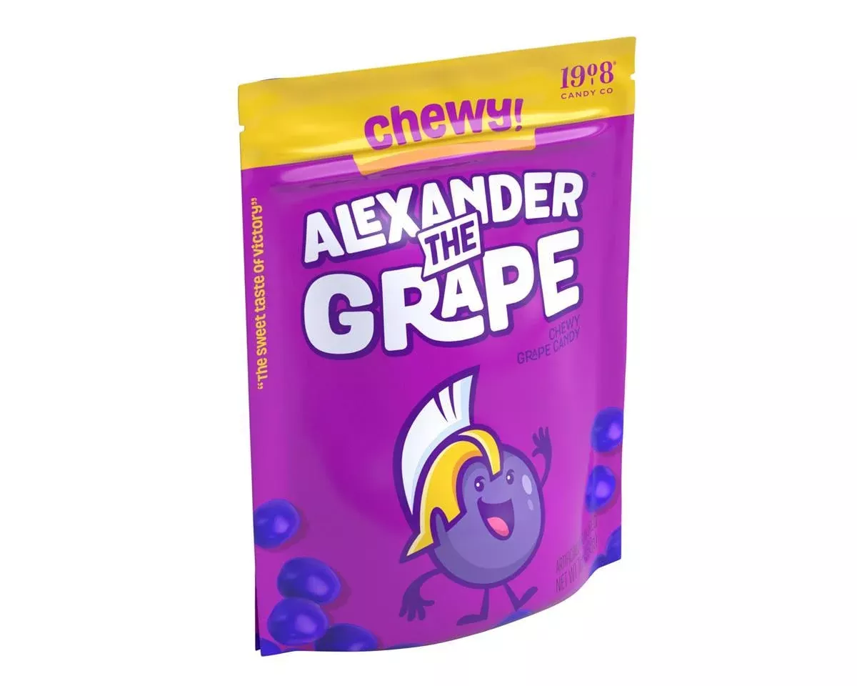 Alexander the Grape Chewy Grape Candy 7 oz. Stand-Up Bag - 6 / Case
