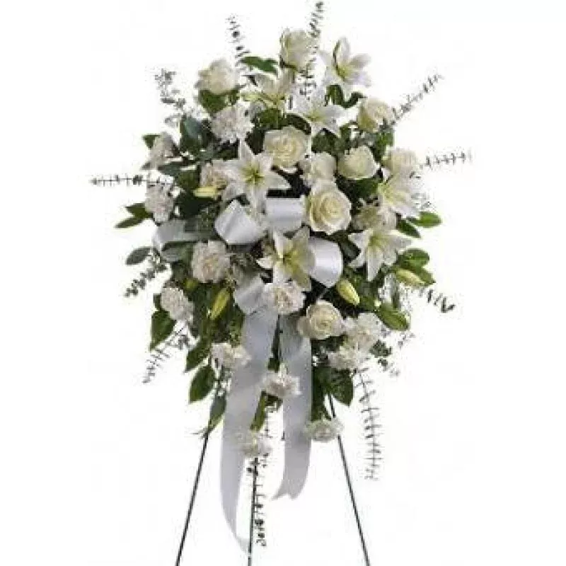 All White Fresh Flower Standing Spray