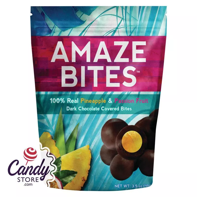 Amaze Bites Pineapple & Passion Fruit Dark Chocolate – 12ct Pouches