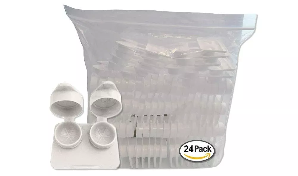 Amcon Contact Lenses Cases Flat Ribbed Extra Deep Well - White, 24 Pack