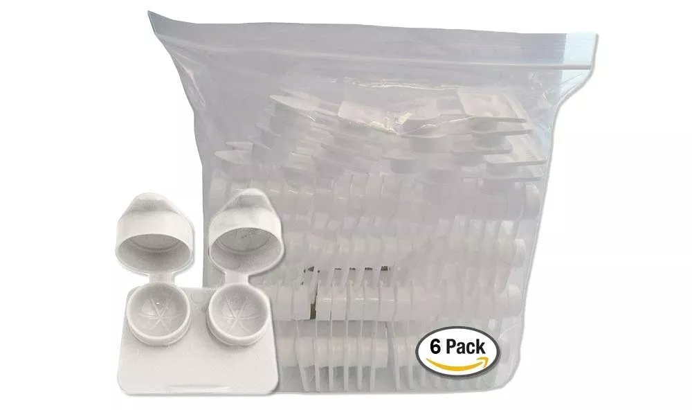 Amcon Contact Lenses Cases Flat Ribbed Extra Deep Well - White, 6 Pack