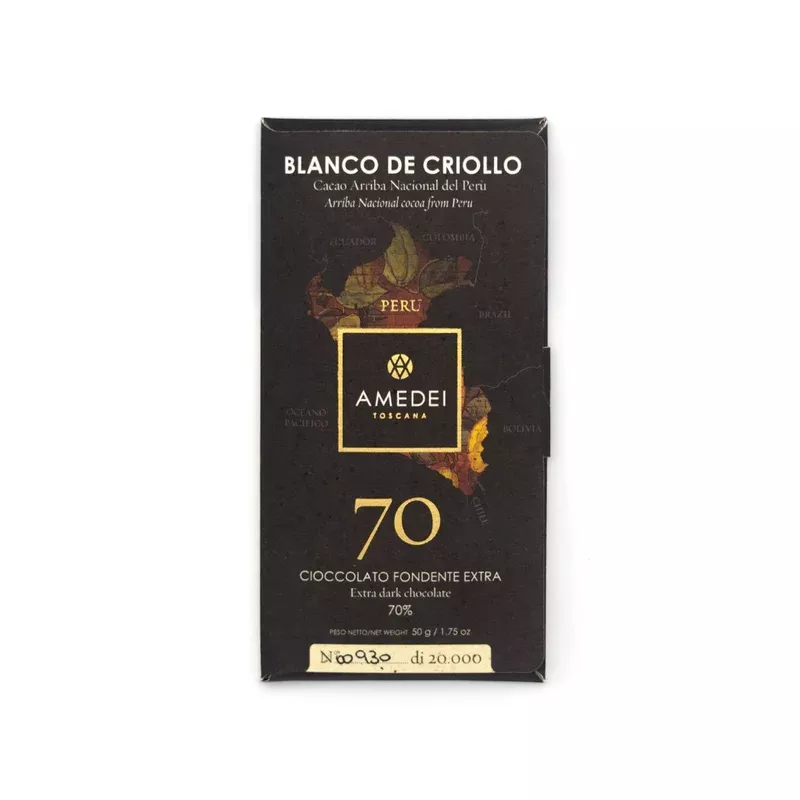 amedei blanco de criollo 70% single origin dark chocolate bar – 50g