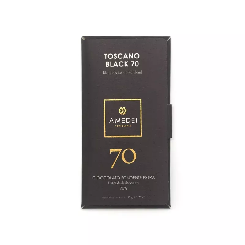 amedei toscano black 70% dark chocolate bar – 50g