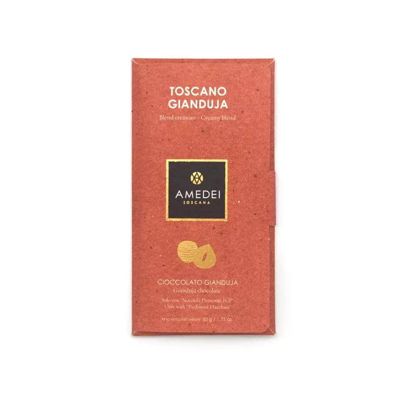 amedei toscano cioccolato gianduja 32% milk chocolate & hazelnut bar – 50g