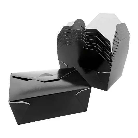Amercare Royal #4 Black Folded Takeout Box Packed 4/40 Per Case 7-3/4" X 5-1/2" X 3-1/2