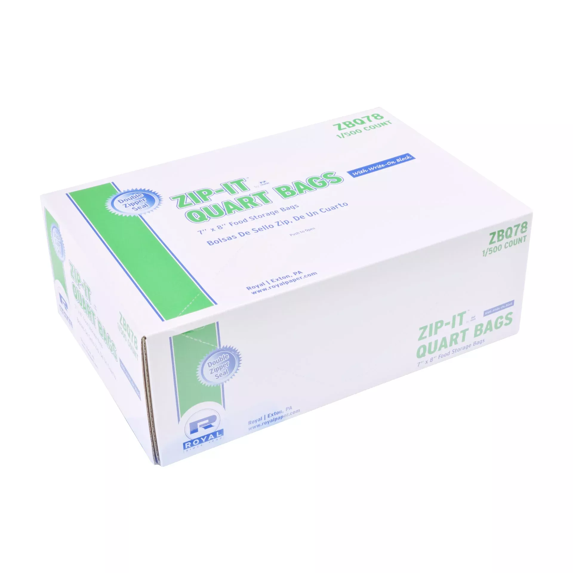 Amercare Royal Double Zipper Quart Bag 7" X 8"; Pkd 500 - 1 Per Case
