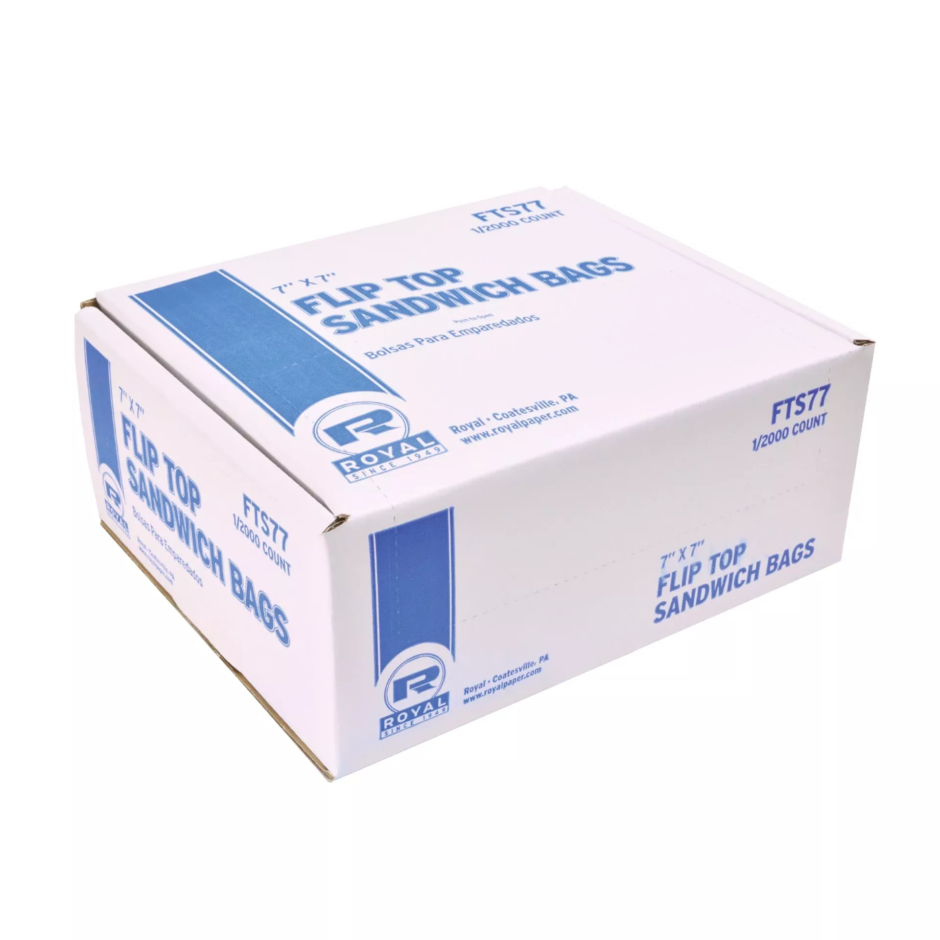 Amercare Royal Sandwich Bag Ld Flip Top 7" X 7"; Pkd 2000 - 1 Per Case