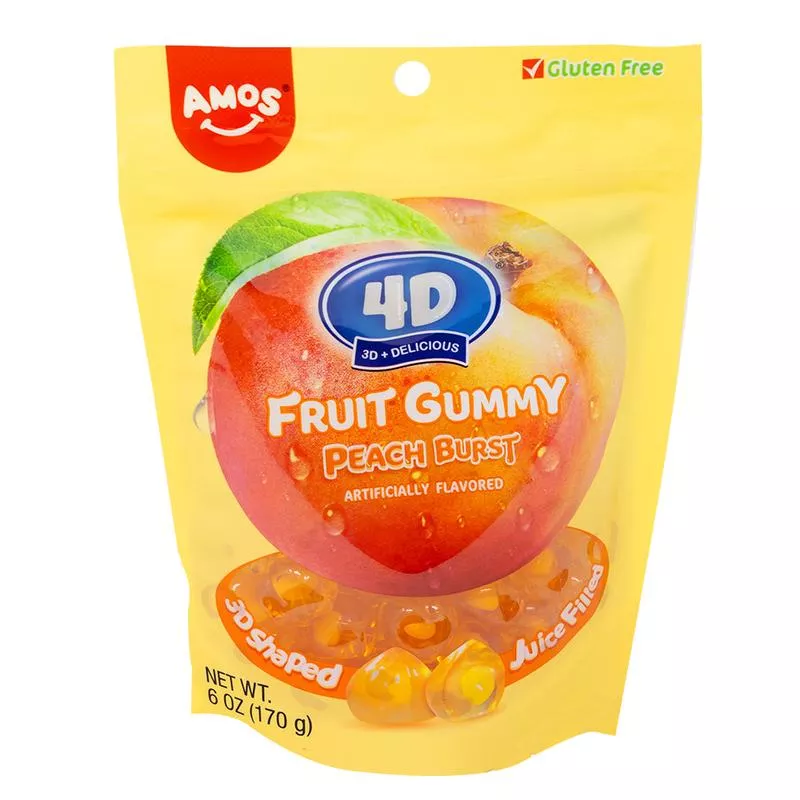 Amos 4D Fruit Gummy Peach Burst – 6oz