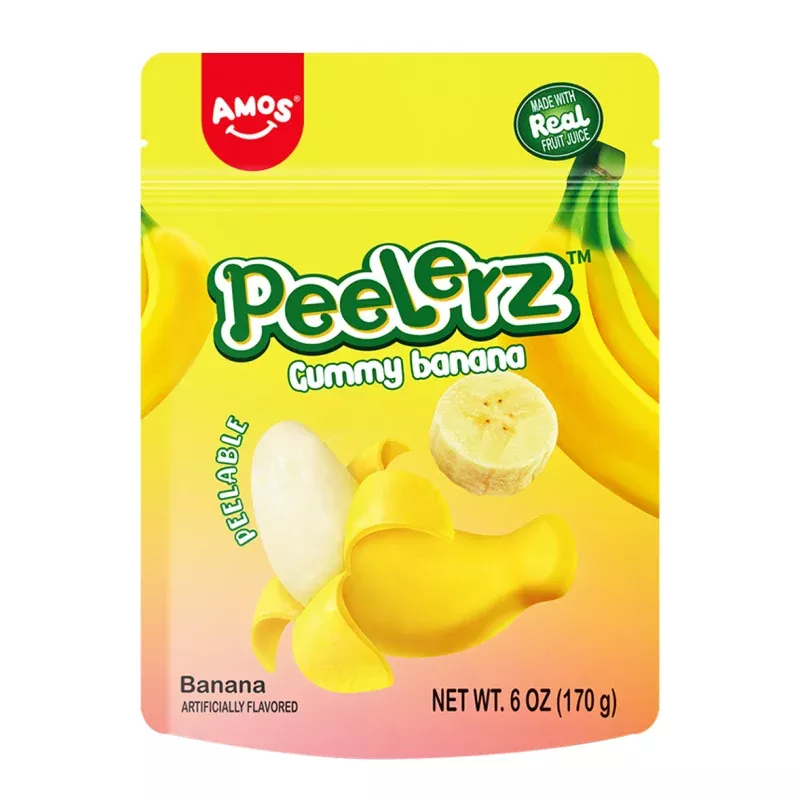 Amos Banana Gummy Peelerz 6oz 12ct Case