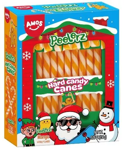 Amos Hard Candy Canes Mango - 12ct