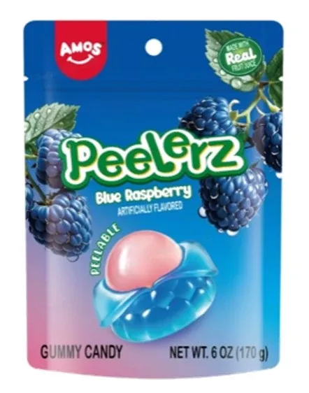 Amos Peelerz Blue Raspberry Peelable Candy - 6 oz