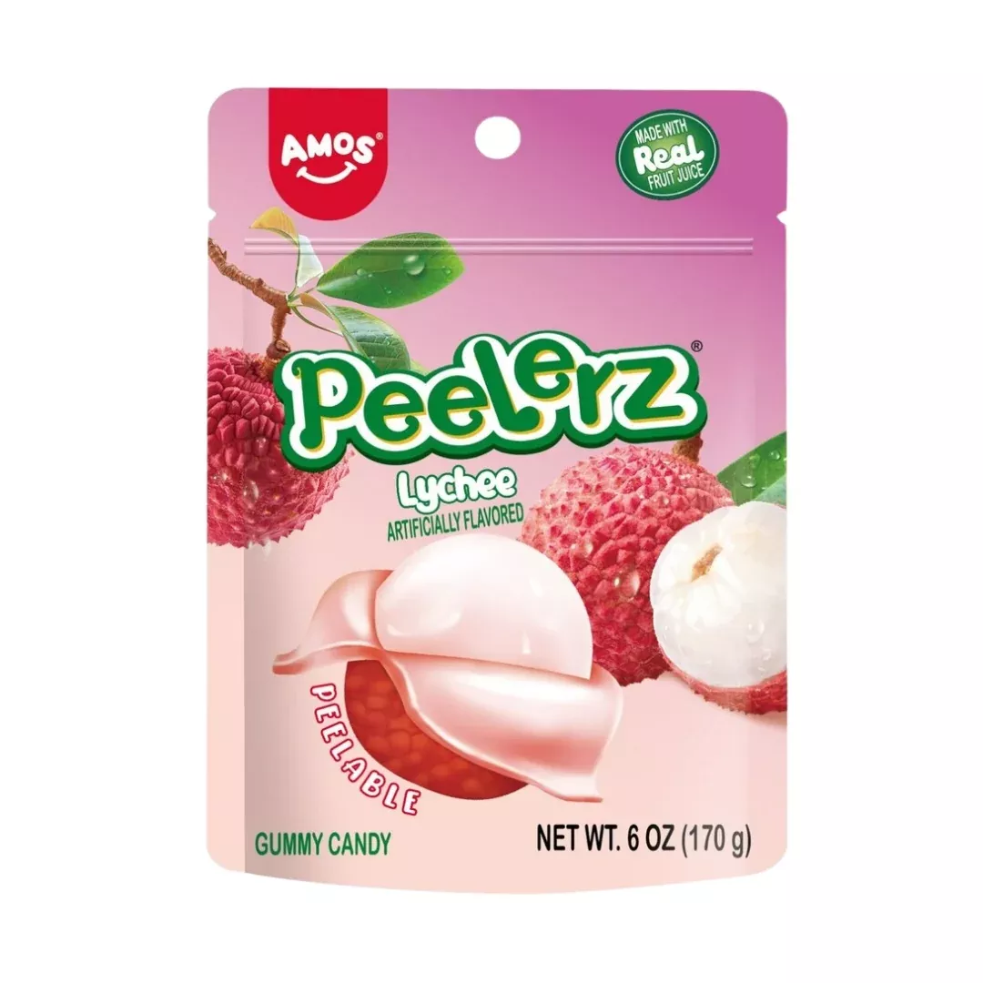 Amos Peelerz Peelable Gummy Lychee Flavor 6oz Bag