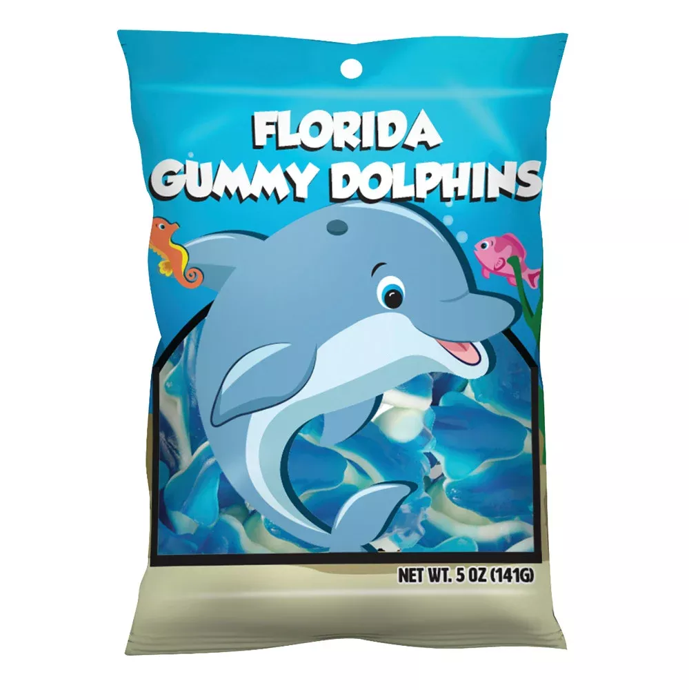 Amusemints Florida Gummy Dolphins Candy Peg Bag - 24 Count