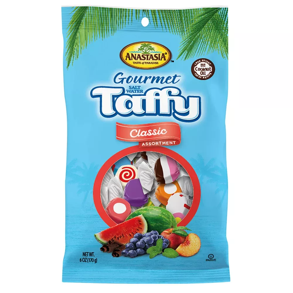 Anastasia Assorted Taffy Candy Peg Bag - 12 Count